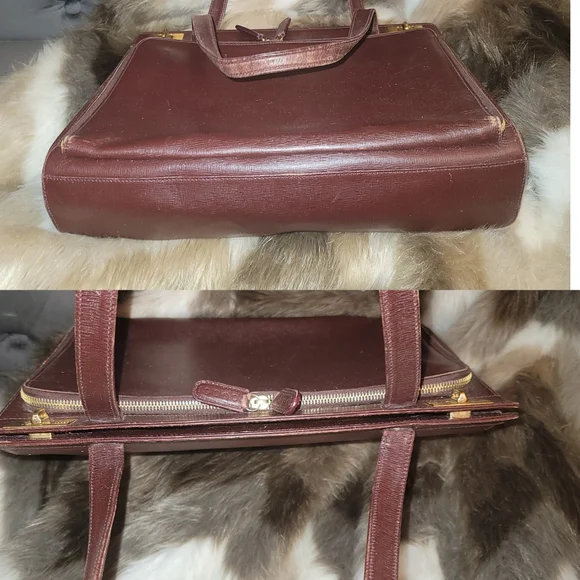 Gucci Burgundy Leather Twist Lock Satchel Handbag Vintage Authentic Rare - Picture 6 of 15